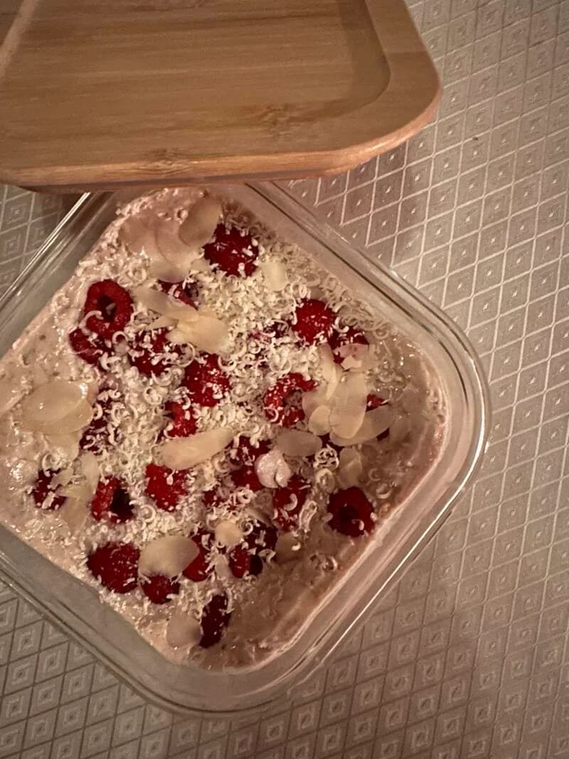 Overnight oats met frambozen